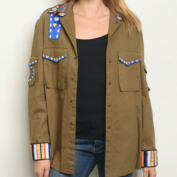 OLIVE EMBROIDERED JACKET - Picture 4 of 8